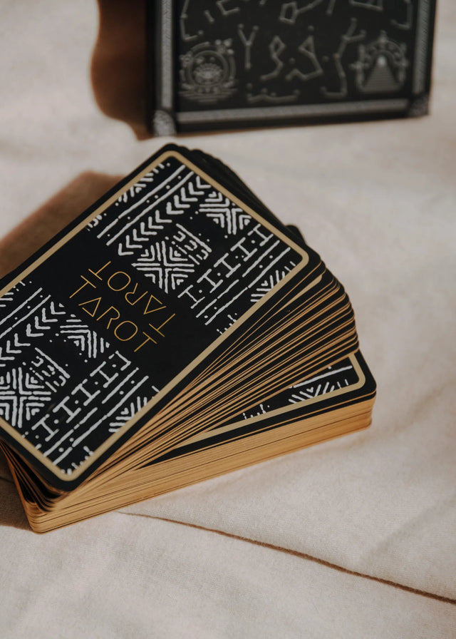 The fanned out back of the Tazama African Tarot deck