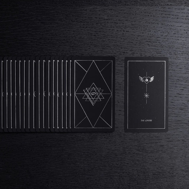 Fanned out backs of the cards from the Synesthesia Tarot deck